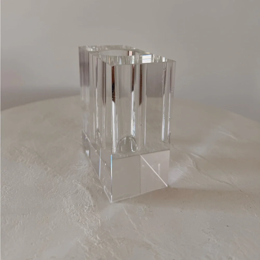 POST MODERN MINIMALIST CUT CRYSAL BUD-VASE‎ MID-CENTURY MODERN ART DECO REGENCY